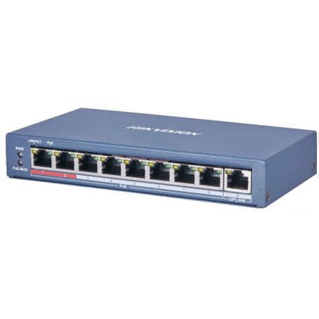 Hikvision DS-3E0109P-E (C) 9 portos PoE switch (115 W), 8 PoE + 1 uplink port, nem menedzselhető