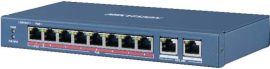 Hikvision DS-3E0310HP-E 10 portos PoE switch (120 W), 1 HiPoE + 7 PoE+(at) + 2 uplink port, nem menedzselhető