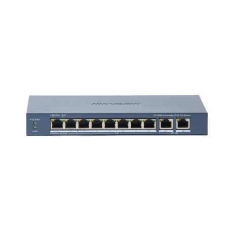 Hikvision DS-3E0310HP-E (C) 10 portos PoE switch (120 W), 2 HiPoE + 6 PoE+, + 2 uplink port, nem menedzselhető