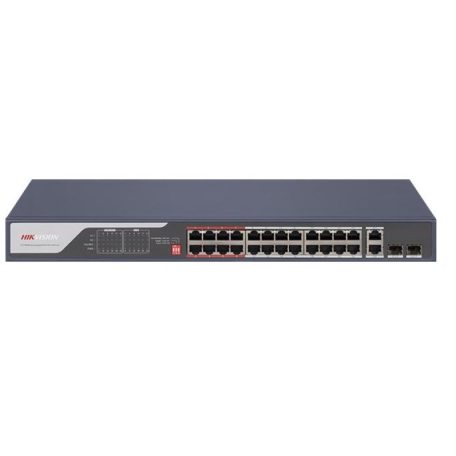 Hikvision DS-3E0326P-E (C) 26 portos PoE switch (370 W), 24 PoE + 2 kombinált uplink port, nem menedzselhető