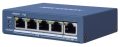   Hikvision DS-3E0505P-E/M 5 portos Gbit PoE switch (35 W), 4 PoE + 1 uplink port, nem menedzselhető
