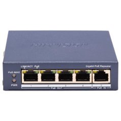   Hikvision DS-3E0505P-E/R 4 portos gigabit PoE elosztó, extender, max. 200 méter, 60 W PoE budget, 30 W max. port power