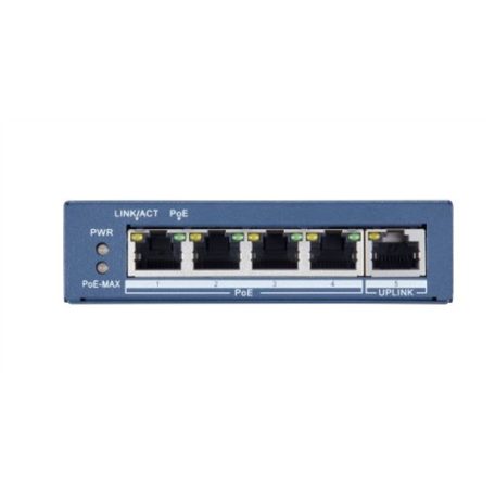 Hikvision DS-3E0505P-E 5 portos Gbit PoE switch (65 W), 4 PoE + 1 uplink port, nem menedzselhető