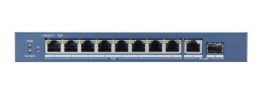 Hikvision DS-3E0510P-E 10 portos Gbit PoE switch (110 W), 8 PoE + 1 RJ45 + 1 SFP uplink port, nem menedzselhető