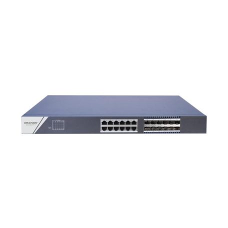 Hikvision DS-3E0524TF (B) 24 portos Gbit switch, 12 RJ45 + 12 SFP port, nem menedzselhető