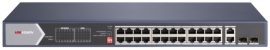 Hikvision DS-3E0528HP-E 28 portos Gbit PoE switch (370 W), 20 PoE+ / 4 HiPoE / 2 RJ45 + 2 SFP uplink port