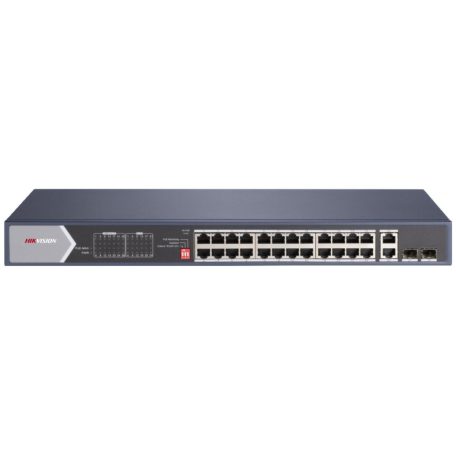 Hikvision DS-3E0528HP-E 28 portos Gbit PoE switch (370 W), 20 PoE+ / 4 HiPoE / 2 RJ45 + 2 SFP uplink port