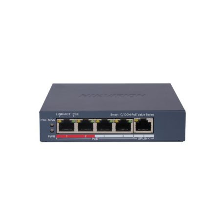 Hikvision DS-3E1105P-EI/M(V2) 5 portos PoE switch (45 W), 4 PoE + 1 uplink port, menedzselhető