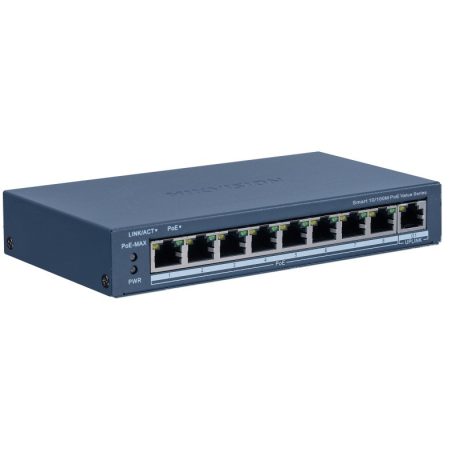 Hikvision DS-3E1309P-EI/M 9 portos PoE switch (60 W), 8 PoE + 1 uplink port, menedzselhető