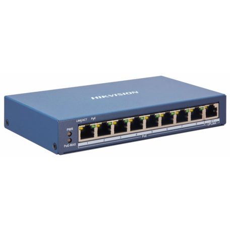 Hikvision DS-3E1309P-EI 9 portos PoE switch (110 W), 8 PoE + 1 uplink port, smart menedzselhető