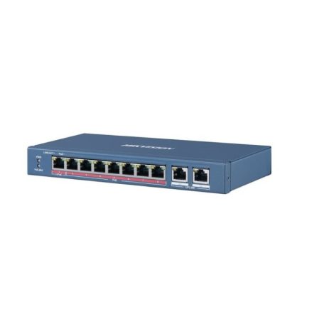 Hikvision DS-3E1310HP-EI 10 portos PoE switch (110 W), 2 HiPoE + 6 PoE+(at) + 2 uplink port, smart menedzselhető