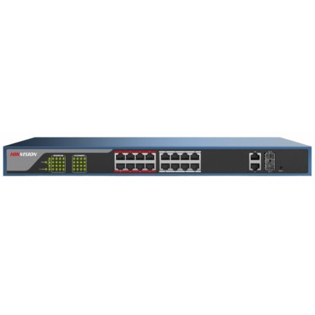 Hikvision DS-3E1318P-EI 18 portos PoE switch (230 W), 16 PoE + 2 kombinált uplink port, smart menedzselhető