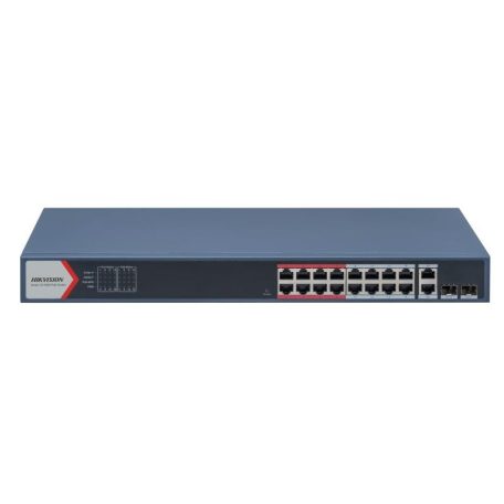 Hikvision DS-3E1318P-EI (B) 18 portos PoE switch (230 W), 16 PoE + 2 kombinált uplink port, smart menedzselhető