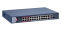   Hikvision DS-3E1326P-EI/M 26 portos PoE switch (230 W), 24 PoE + 1 kombinált uplink port + 1 uplink port, menedzselhető
