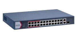 Hikvision DS-3E1326P-EI/M 26 portos PoE switch (230 W), 24 PoE + 1 kombinált uplink port + 1 uplink port, menedzselhető
