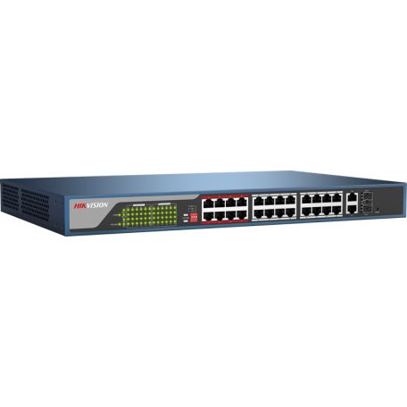 Hikvision DS-3E1326P-EI 26 portos PoE switch (370 W), 24 PoE + 2 kombinált uplink port, smart menedzselhető