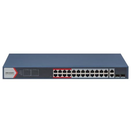 Hikvision DS-3E1326P-EI (B) 26 portos PoE switch (370 W), 24 PoE + 2 kombinált uplink port, smart menedzselhető