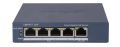   Hikvision DS-3E1505P-EI 5 portos PoE switch (60 W), 4 PoE + 1 RJ45 uplink port, menedzselhető