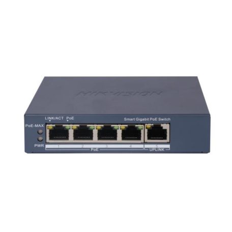 Hikvision DS-3E1505P-EI 5 portos PoE switch (60 W), 4 PoE + 1 RJ45 uplink port, menedzselhető