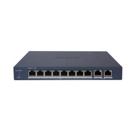 Hikvision DS-3E1510P-EI/M (B) 10 portos PoE switch (80 W), 8 PoE + 2 RJ45 uplink port, menedzselhető