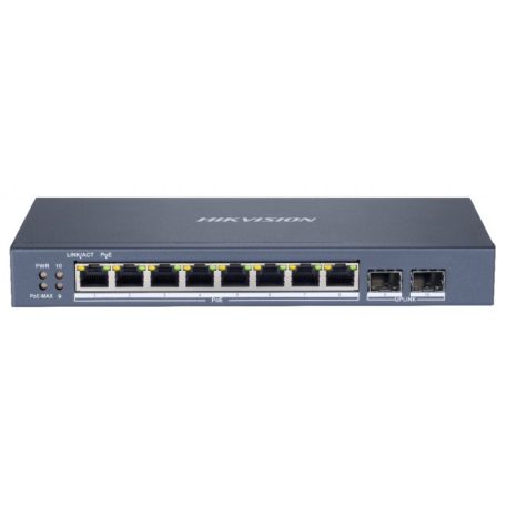 Hikvision DS-3E1510P-SI 10 portos Gbit PoE switch (110 W), 8 PoE + 2 SFP uplink port, smart menedzselhető