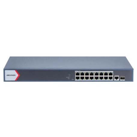 Hikvision DS-3E1518P-EI/M 18 portos Gbit PoE switch (130 W), 16 PoE +1 kombinált uplink port +1 SFP uplink port, menedzselhető