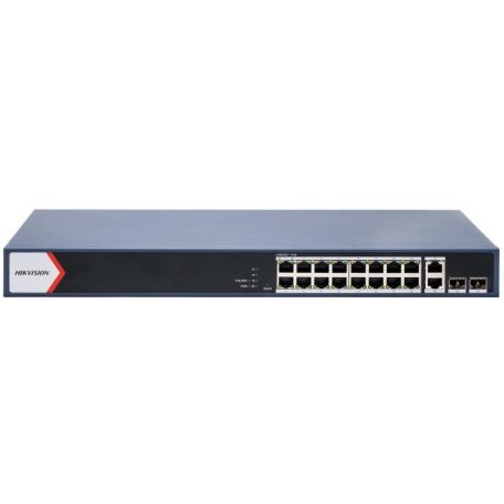 Hikvision DS-3E1520P-EI/M 20 portos Gbit PoE switch (125 W), 16 PoE +2 RJ45 uplink port +2 SFP uplink port, menedzselhető
