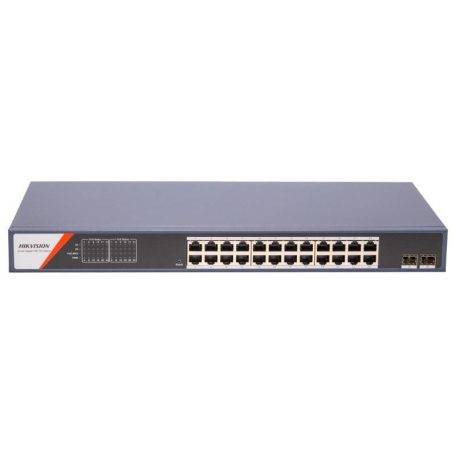Hikvision DS-3E1526P-SI-24P2F 26 portos Gbit PoE switch (370 W), 24 PoE + 2 SFP uplink port, smart menedzselhető