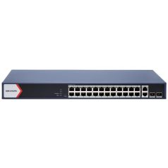   Hikvision DS-3E1528P-EI 28 portos Gbit PoE switch (370 W), 24 PoE +/ 2 RJ45 + 2 SFP uplink port, smart menedzselhető