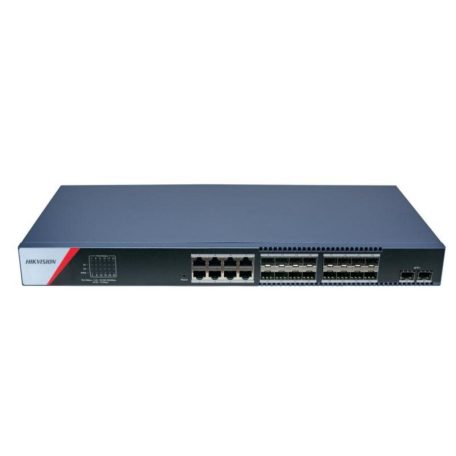 Hikvision DS-3E1726-SI-16F8T2X 26 portos smart menedzslehető switch, 8 1000M RJ45, 16 1000M SFP, 2 10G SFP+ uplink port