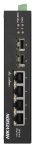   Hikvision DS-3T0506HP-E/HS 6 portos ipari Gbit PoE switch (60 W), 3 PoE+ / 1 HiPoe / 2 SFP uplink port, nem menedzselhető