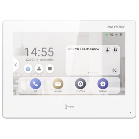 Hikvision DS-KH9310-WTE1(B) Android IP video-kaputelefon beltéri egység, 7 LCD kijelző, 1024x600 felbontás, WiFi, 12VDC/PoE