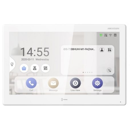 Hikvision DS-KH9510-WTE1 (B) Android IP video-kaputelefon beltéri egység, 10 LCD kijelző, 1024x600 felbontás, WiFi, 12VDC/PoE