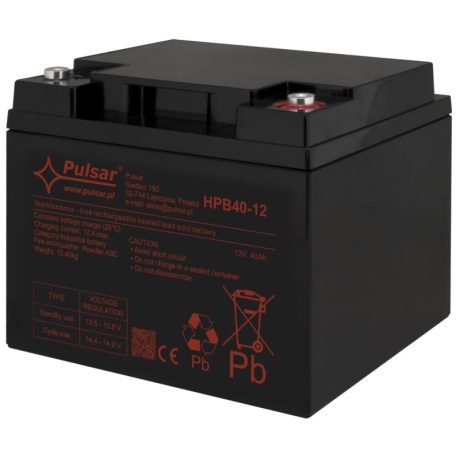Pulsar HPB40-12 Akkumulátor 12V 40Ah, HPB széria, csatlakozó: 14mm (M6)