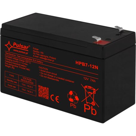 Pulsar HPB7-12N Akkumulátor 12V 7Ah, HPB széria, T1 (F1) csatlakozó