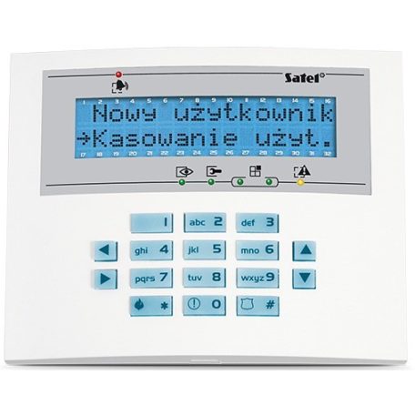 Satel INT-KLCDL-BL LCD kezelő INTEGRA központokhoz, kék háttérfény és kijelző