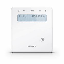 Satel INT-KLFR-W LCD kezelő INTEGRA központokhoz, kártyaolvasóval és lenyíló billentyűzetvédővel, fehér