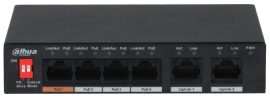 Dahua PFS3006-4ET-60-V2 6 portos PoE switch (60 W), 3 PoE+ / 1 HiPoE / 2 RJ45 uplink port, nem menedzselhető