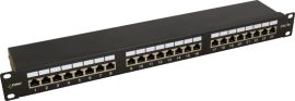 Pulsar RP-F24V5 19 patch panel, 24 port, árnyékolt, cat5e, tehermentesítővel