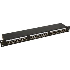   Pulsar RP-F24V6 19 patch panel, 24 port, cat6, árnyékolt, tehermentesítővel, 90 fokos modulok