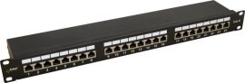 Pulsar RP-F24V6 19 patch panel, 24 port, árnyékolt, cat6, tehermentesítővel