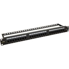   Pulsar RP-U24H5 19 patch panel, 24 port, cat5e, árnyékolatlan, tehermentesítővel, 180 fokos modulok