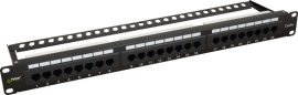 Pulsar RP-U24H5 19 patch panel, 24 port, árnyékolatlan, cat5e, tehermentesítővel, 180 fokos modulok