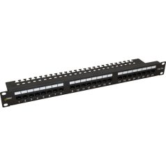   Pulsar RP-U24V5 19 patch panel, 24 port, cat5e, árnyékolatlan, tehermentesítővel, 90 fokos modulok