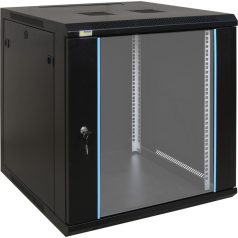   Pulsar RW1266 19 12U 600x600 fali rack szekrény, készre szerelt, fekete