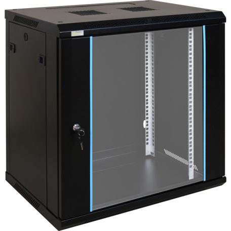 Pulsar RWA1264 19 12U 600x450 fali rack szekrény, lapra szerelt, fekete