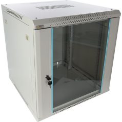   Pulsar RWA1266-G 19 12U 600x600 fali rack szekrény, lapraszerelt, szürke, könnyített kialakítás