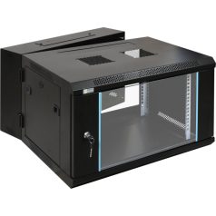   Pulsar RWD666 19 6U 600x600 fali rack szekrény, kiforgatható, készre szerelt, fekete