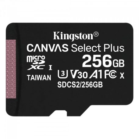 Kingston SDCS2/256GB 256GB microSD kártya, microSDXC, UHS-I Speed Class, U3, V30, adapterrel