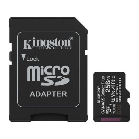 Kingston SDCS3/256GB 256GB microSD kártya, microSDXC, UHS-I Speed Class, U3, V30, adapterrel